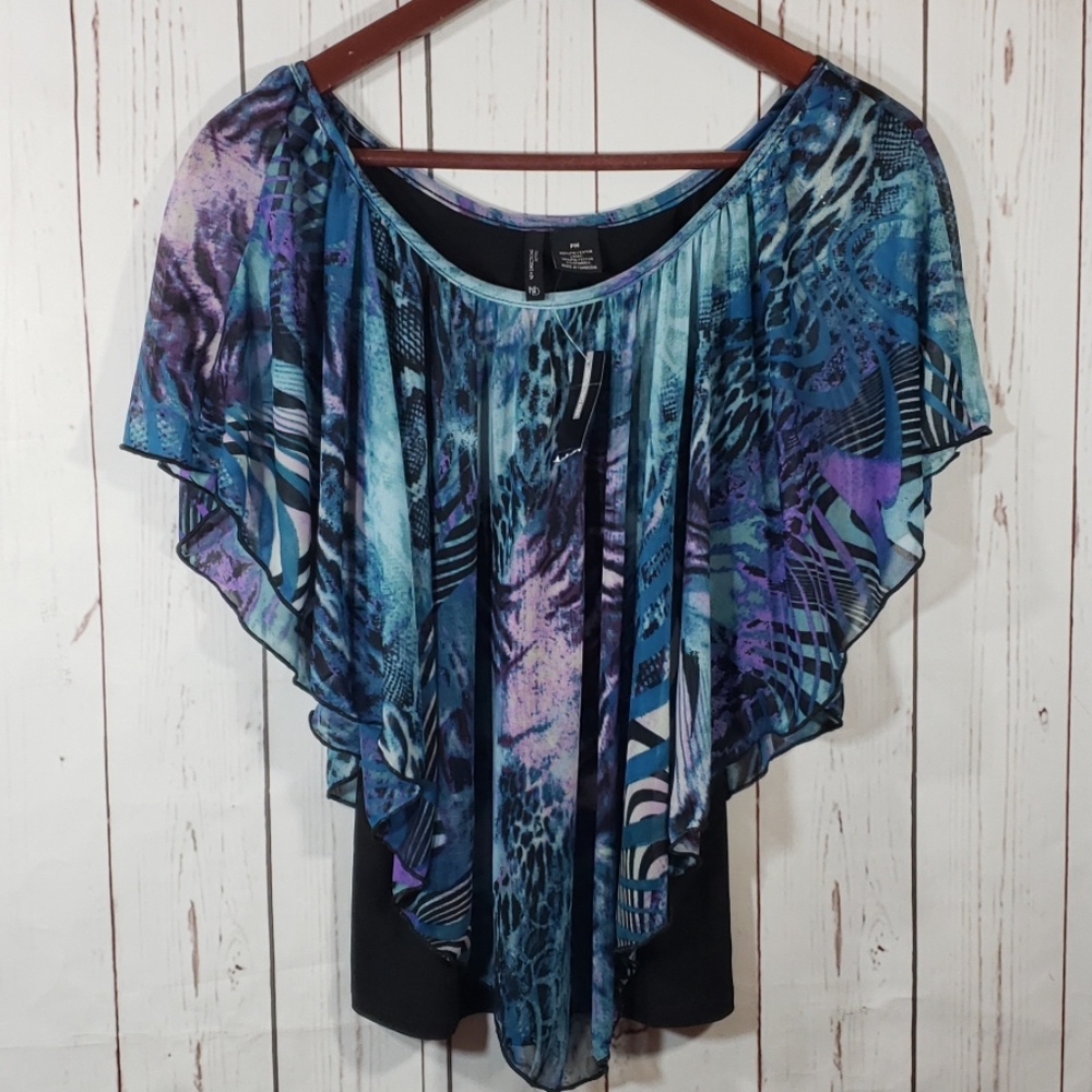 NWT New Directions multicolor blouse Petite Med